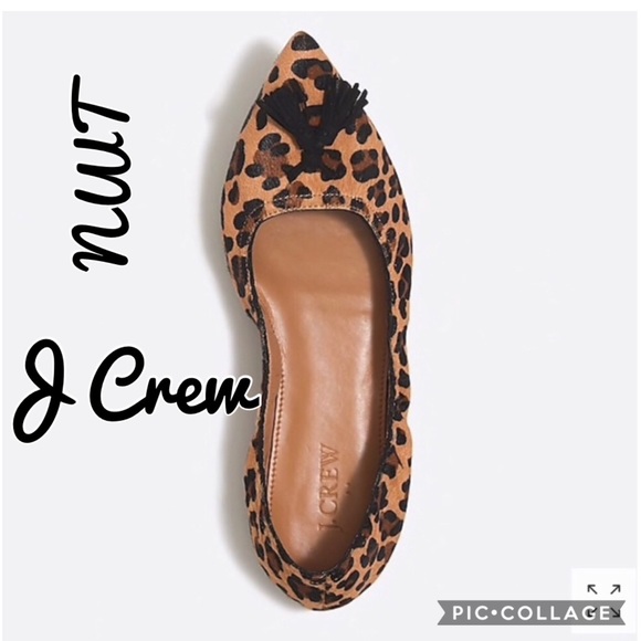 J. Crew Shoes - Leopard print Calf Hair Tassle Flats | J Crew